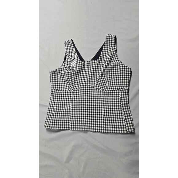 Cabi Crop Top Womens Medium Gingham Check Fitted Sleeveless Tank 6142 - Picture 1 of 10